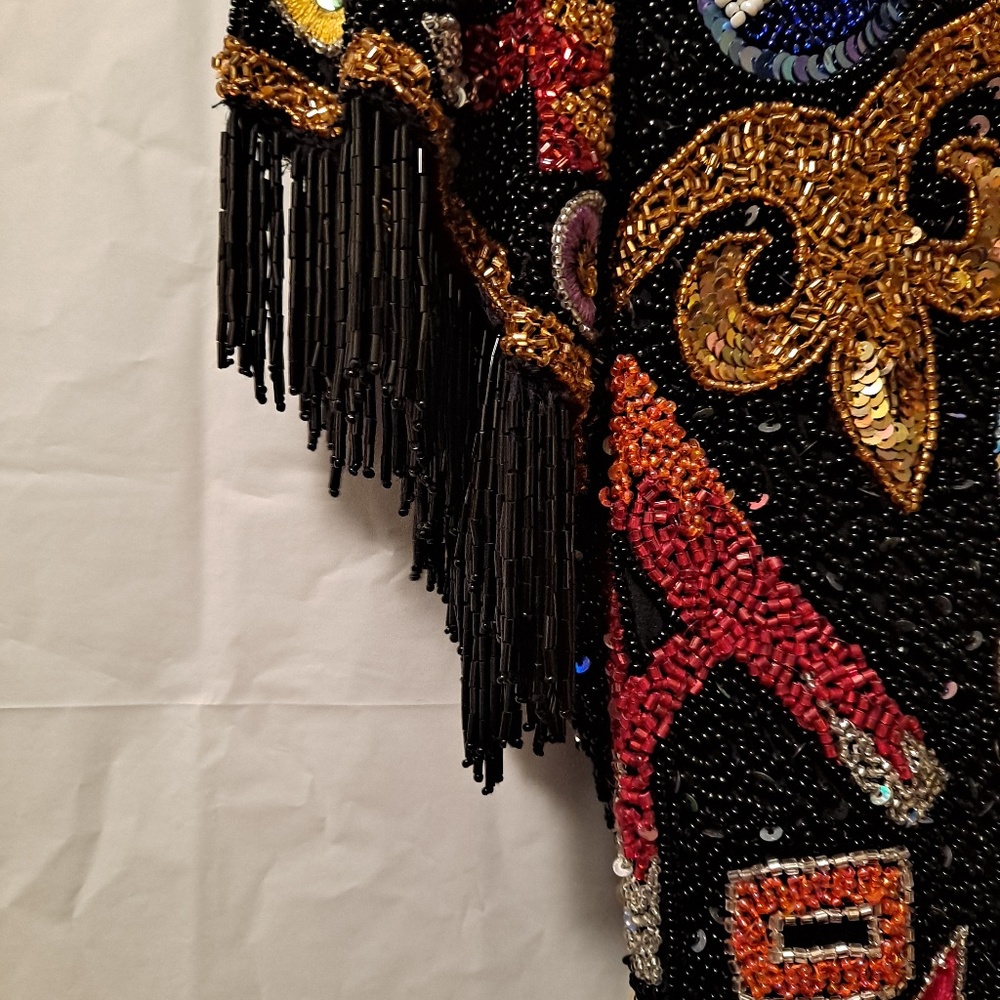 Naeem Khan Fully Beaded Fringe Silk Dress, Small - Picture 3 of 8